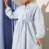Dress with Ribbed Front and Tie Belt Baby Blue - Imagen 2