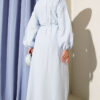 Dress with Ribbed Front and Tie Belt Baby Blue - Imagen 3