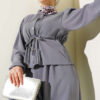 Pleated Waist Tunic with Skirt Set Slate Grey - Afbeelding 2