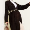 Knit Pattern Detailed Cardigan Dark Brown
