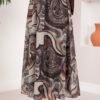 Authentic Patterned Belted Chiffon Skirt Brown – Bild 2