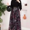 Authentic Patterned Belted Chiffon Skirt Black – Bild 5