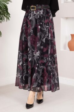 Alternative view of Authentic Patterned Belted Chiffon Skirt Black