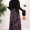 Authentic Patterned Belted Chiffon Skirt Black – Bild 6
