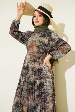 Alternative view of Polka Dot Layered Chiffon Dress Khaki