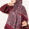 Vintage Patterned Printed Shawl Burgundy - immagine 2