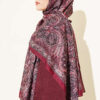 Vintage Patterned Printed Shawl Burgundy - immagine 3