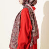 Vintage Patterned Printed Shawl Burgundy - Image 3