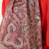 Vintage Patterned Printed Shawl Burgundy - Image 4