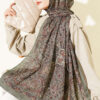 Vintage Patterned Printed Shawl Khaki - immagine 2