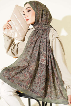 Alternative view of Vintage Patterned Printed Shawl Khaki