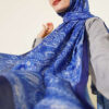 Vintage Patterned Printed Shawl Blue – Image 5