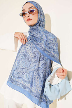 Alternative view of Vintage Patterned Printed Shawl Blue