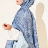 Vintage Patterned Printed Shawl Blue – Image 3