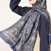 Vintage Patterned Printed Shawl Parliament Blue
