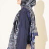 Vintage Patterned Printed Shawl Parliament Blue – Image 3