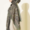 Vintage Patterned Printed Shawl Green - Afbeelding 3