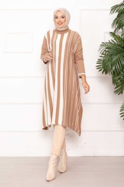 Oversized Striped Knit Tunic