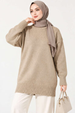 Alternative view of Oversized Ribbed Knit Tunic Beige
