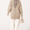 Oversized Ribbed Knit Tunic Beige - Image 4