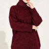 Oversized Ribbed Knit Tunic Burgundy - immagine 2