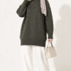 Oversized Ribbed Knit Tunic Smoke - Image 3