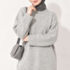Oversized Ribbed Knit Tunic Grey - Image 2
