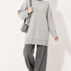 Oversized Ribbed Knit Tunic Grey - Image 3