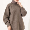 ⁦Oversized Ribbed Knit Tunic Brown⁩ - الصورة ⁦2⁩