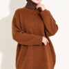Oversized Ribbed Knit Tunic Tan - Image 2