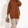 Oversized Ribbed Knit Tunic Tan - Image 3