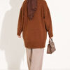 Oversized Ribbed Knit Tunic Tan - Image 4
