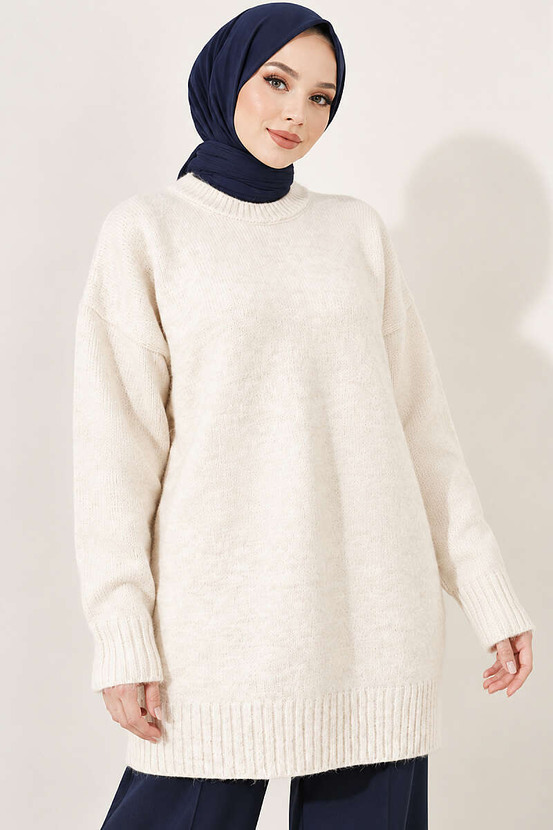 Oversized Ribbed Knit Tunic Stone