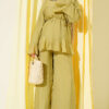 Ruffled Hem Belted Two-Piece Set Oil Green