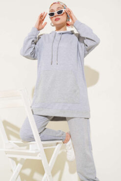 Alternative view of Hooded Two-Piece Set Grey