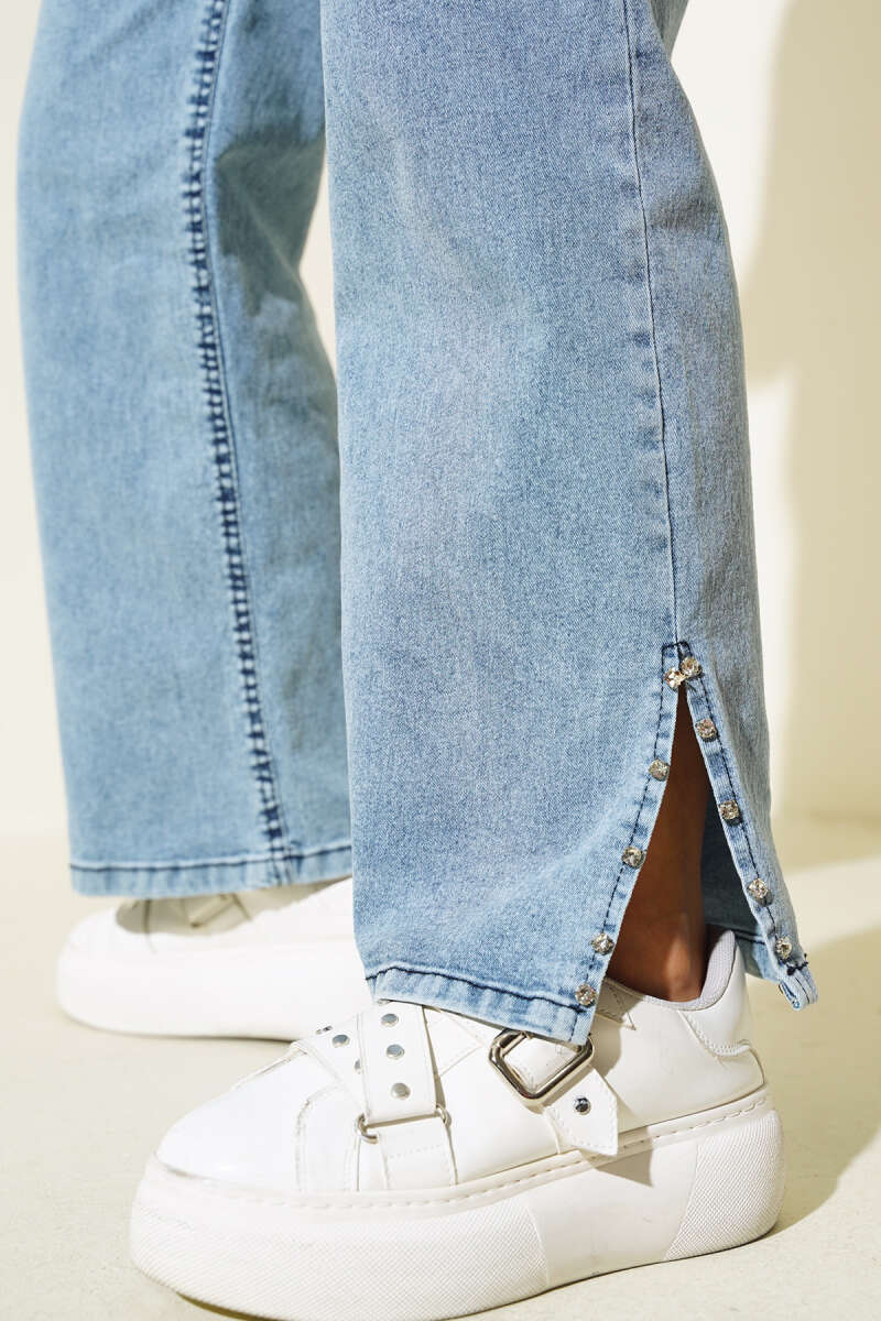 Jeans with Side Stone Detail Ice Blue - Imagen 4