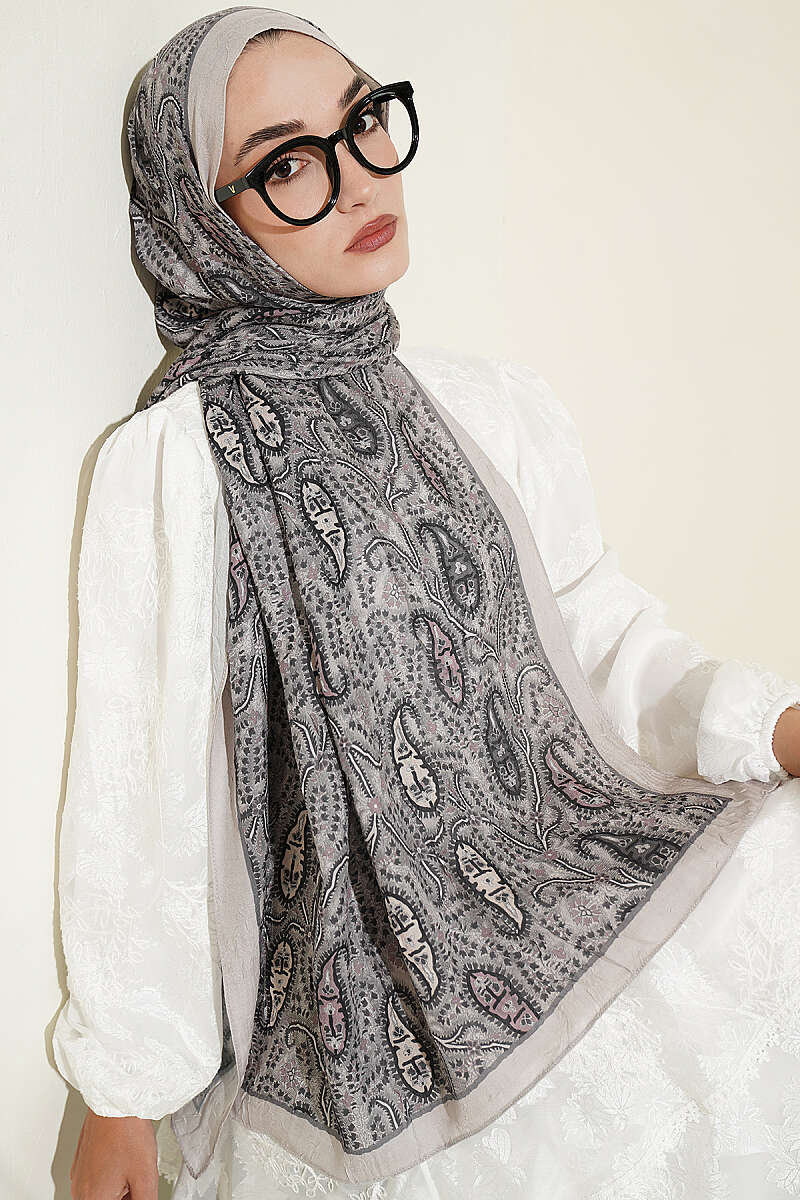 Paisley Print Modal Scarf Beige - Image 2