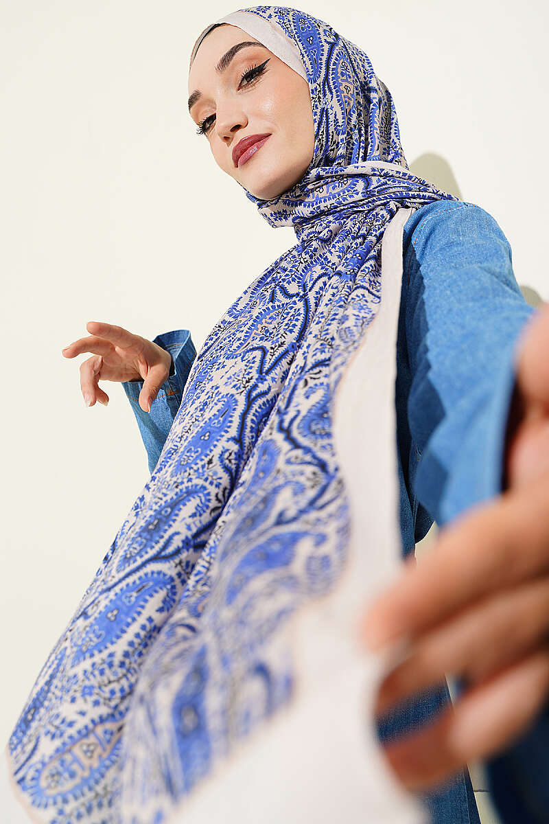 Paisley Print Modal Scarf Beige - Image 5