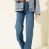 Palazzo Cut-Out Detail Denim Pants Light Blue – Image 2