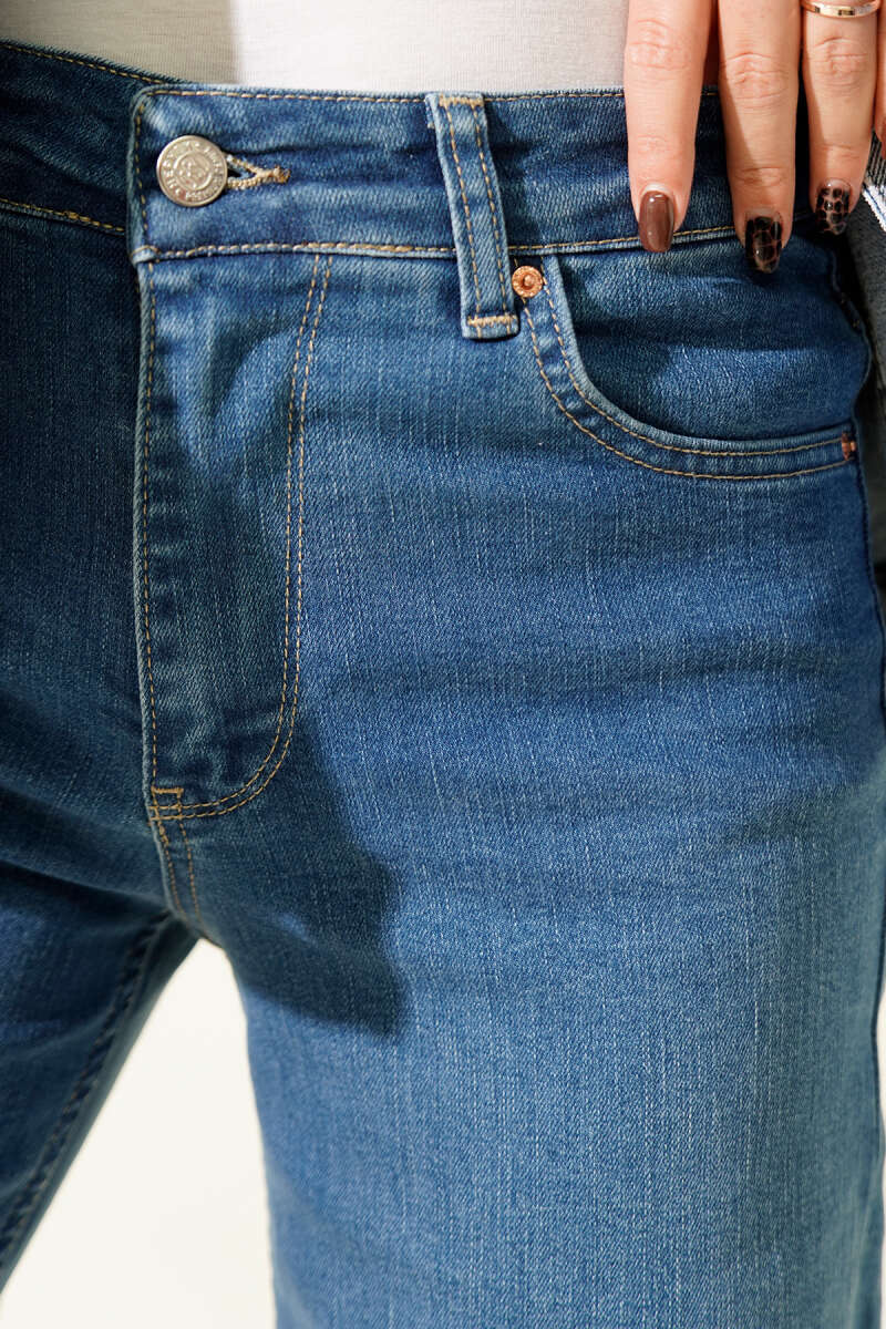 Palazzo Cut-Out Detail Denim Pants Light Blue – Image 4
