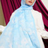 Daisy Pattern Bamboo French Terry Shawl Baby Blue - immagine 2