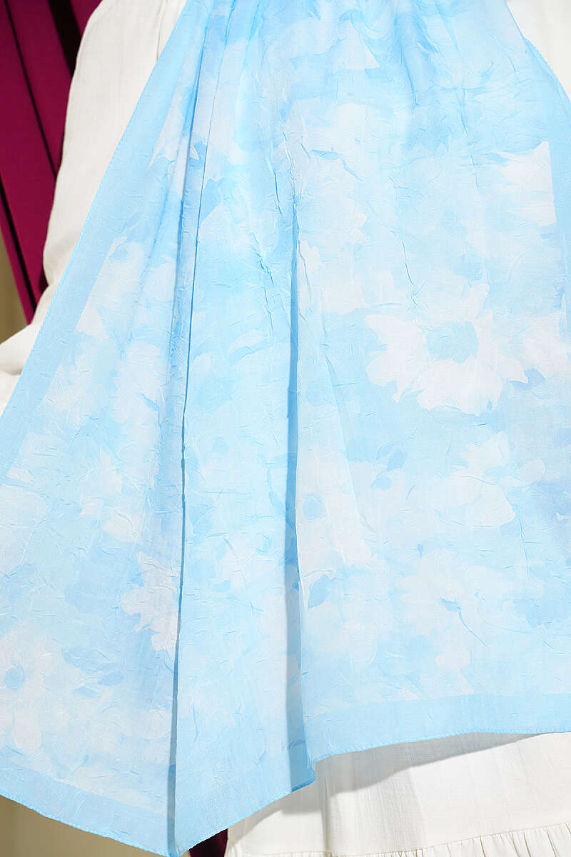 Daisy Pattern Bamboo French Terry Shawl Baby Blue - immagine 4