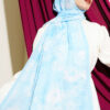 Daisy Pattern Bamboo French Terry Shawl Blue - Image 5