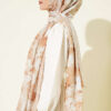 Daisy Pattern Bamboo French Terry Shawl Beige - Image 3