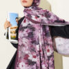 Daisy Pattern Bamboo French Terry Shawl Burgundy - Image 2