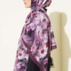 Daisy Pattern Bamboo French Terry Shawl Burgundy - Image 3