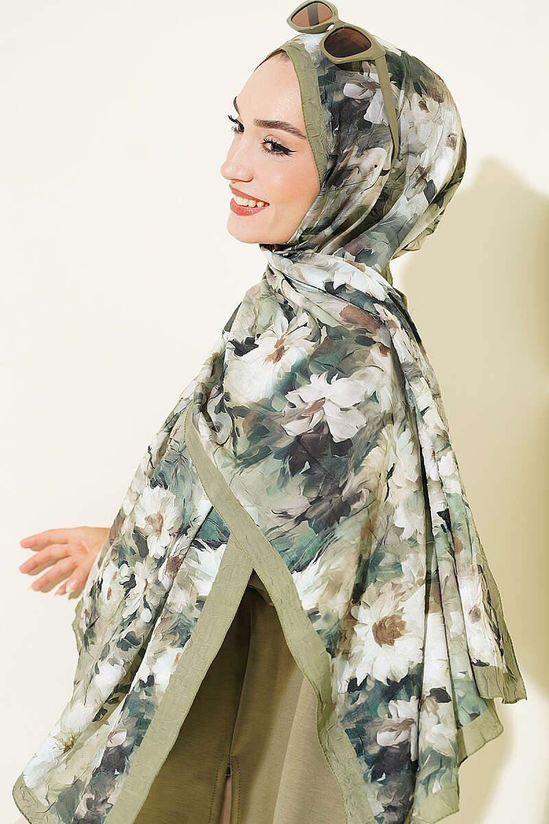 Daisy Pattern Bamboo French Terry Shawl Hazel - immagine 2