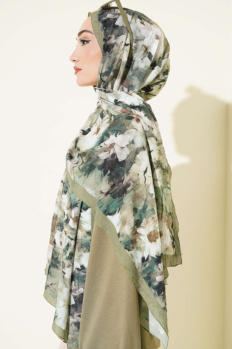 Daisy Pattern Bamboo French Terry Shawl Hazel - immagine 3
