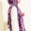 Daisy Pattern Bamboo French Terry Shawl Lilac - immagine 3