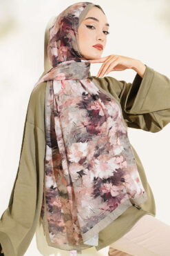 Alternative view of Daisy Pattern Bamboo French Terry Shawl Khaki
